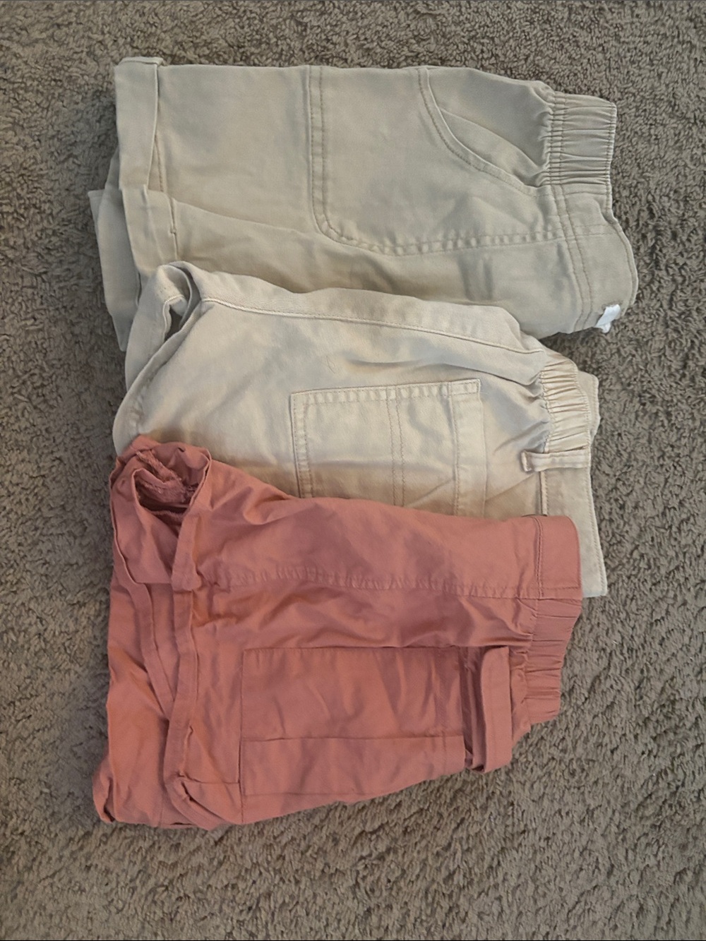 Kids Elastic-Waist Pull-On Shorts Pack in Cream and Dusty Rose